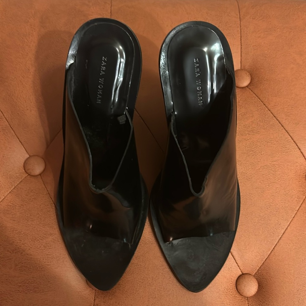 ZARA Women’s Open Toe Black Wedges
